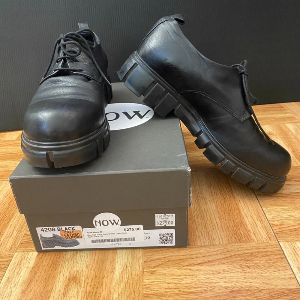 NOW Black Leather Oxford w/ Tread Sole, Sz 39